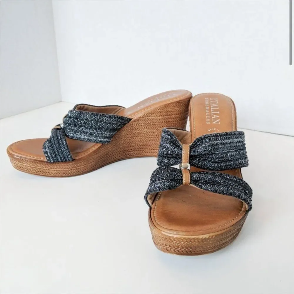 ITALIAN SHOEMAKERS Woven Wedge Slide On Trendy
